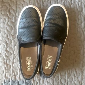 Keds double decker perf leather slip on sneaker.